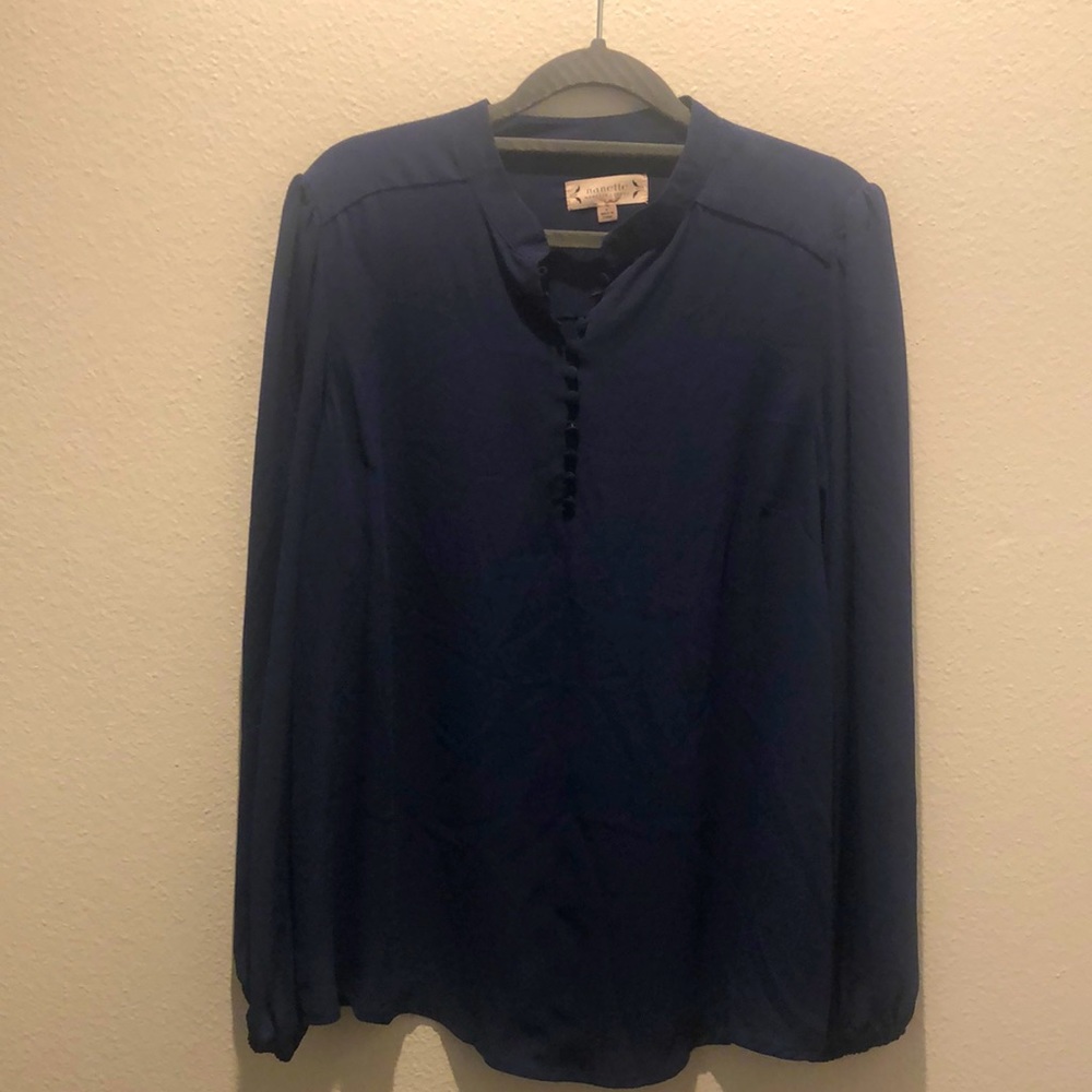 NANETTE LEPORE BLOUSE NAVY BLUE M